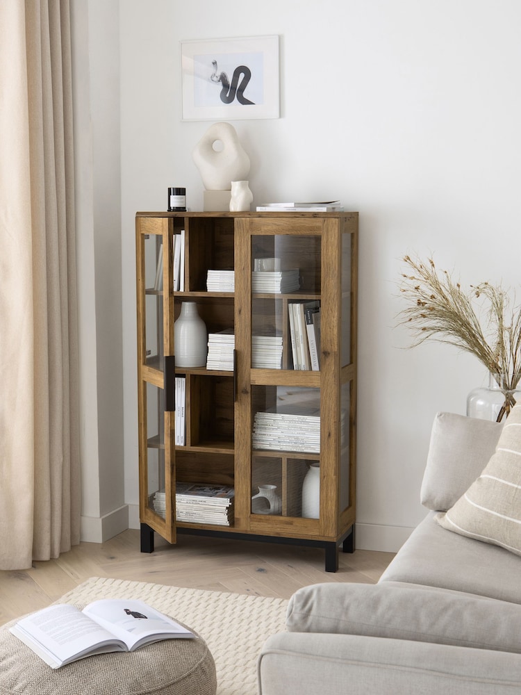 Dark Bronx Oak Effect Glazed Cabinet - Image 1 of 10