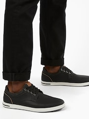 Dune London Black Standard Fit Trip Textured Trainers - Image 1 of 5