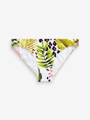 White Tropical Print High Leg Briefs Bikini Bottoms - Image 4 of 4