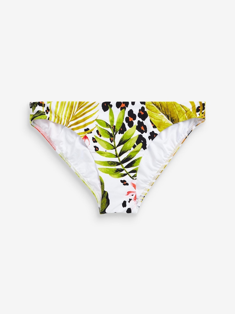 White Tropical Print High Leg Briefs Bikini Bottoms - Image 4 of 4