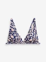 Navy Print Triangle Bikini Top High Apex Bikini Top - Image 2 of 2