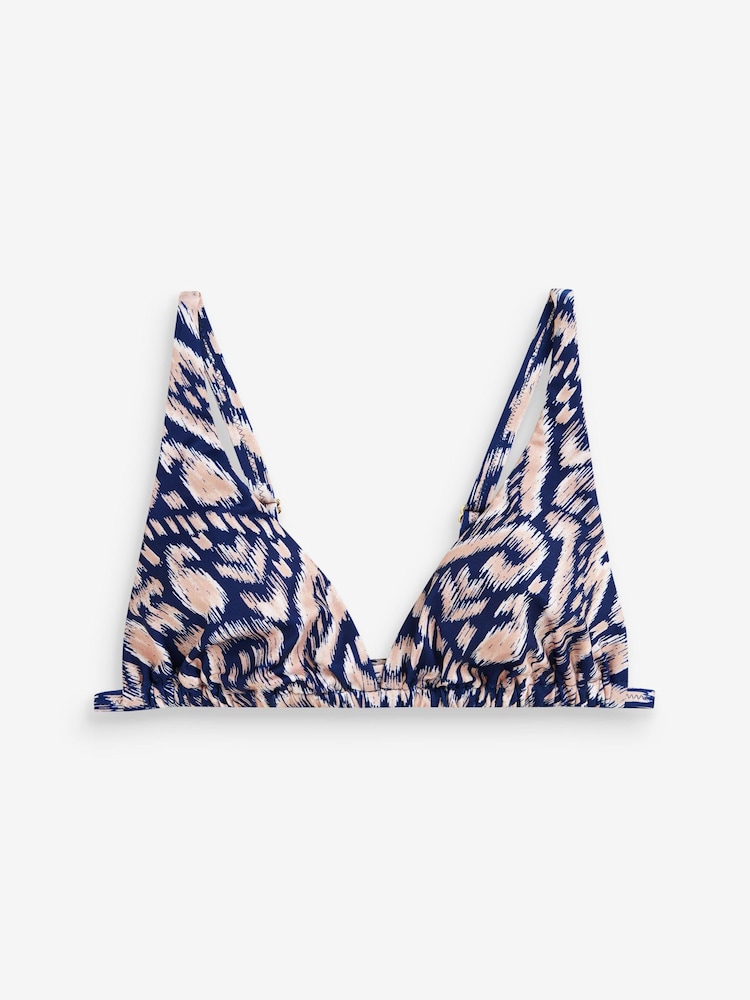 Navy Print Triangle Bikini Top High Apex Bikini Top - Image 2 of 2 Navy Print Triangle Bikini Top High Apex Bikini Top - Image 2 of 2
