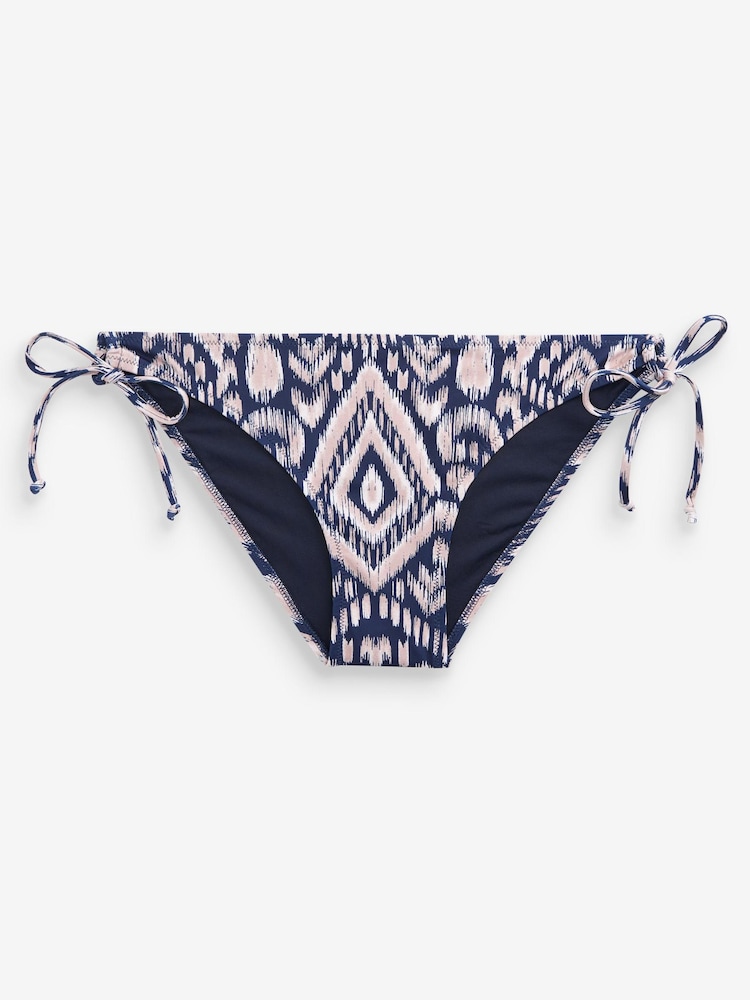 Navy Print Tie Side Briefs Bikini Bottoms - Image 2 of 2