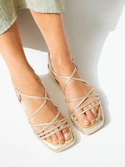 Gold Forever Comfort® Plait Detail Asymmetric Pattern Platform Sandals - Image 2 of 6