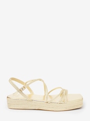Gold Forever Comfort® Plait Detail Asymmetric Pattern Platform Sandals - Image 3 of 6
