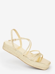 Gold Forever Comfort® Plait Detail Asymmetric Pattern Platform Sandals - Image 5 of 6