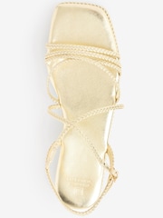 Gold Forever Comfort® Plait Detail Asymmetric Pattern Platform Sandals - Image 6 of 6