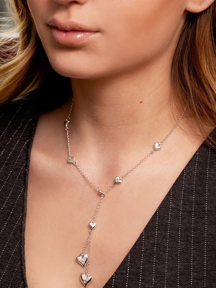 Caramel Jewellery London Silver Tone Multi Heart Lariat Necklace - Image 2 of 6