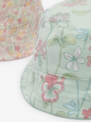 Pink Mint Floral 2 Pack Baby Summer Bucket Hats (0mths-2yrs) - Image 4 of 5