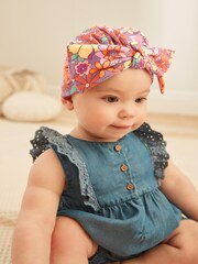 Purple/Yellow Floral Baby 2 Pack Turban Hats (0mths-2yrs) - Image 1 of 5