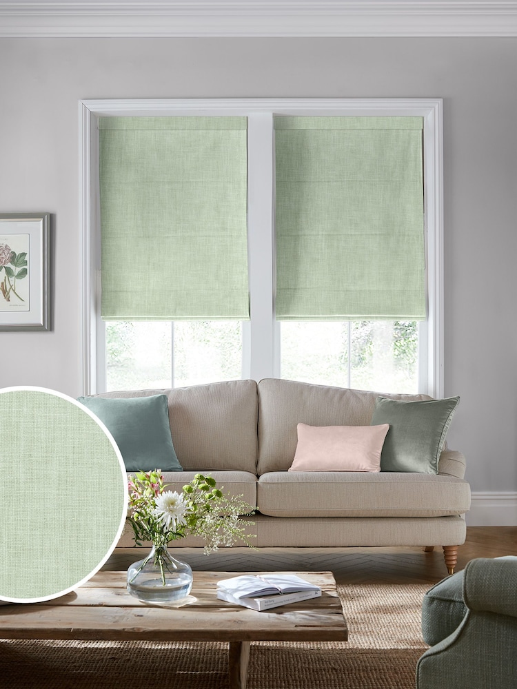 Laura Ashley Sage Green Easton Made To Measure Roman Blind - Image 1 of 8