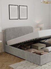 Contemporary Tweed Natural Matson Upholstered Ottoman Storage Bed Frame - Image 3 of 7