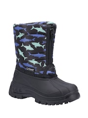 Cotswold Younger Boys Waterproof Iceberg Zip Black Snow Boots - Image 2 of 4