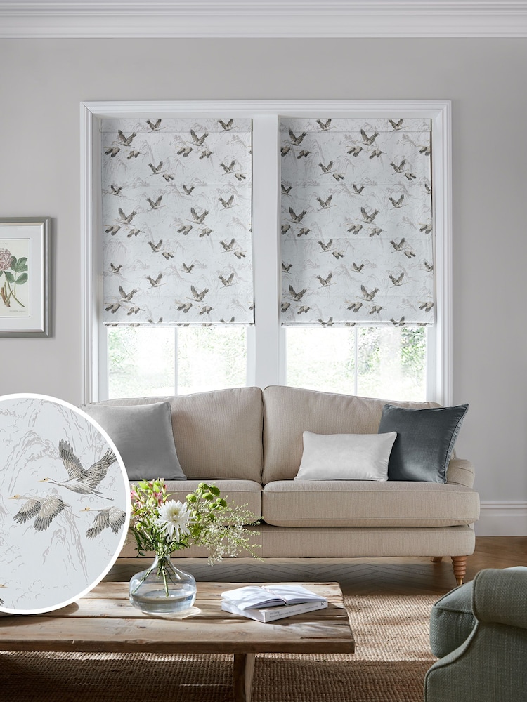 Laura Ashley Silver Animalia Embroidered Made To Measure Roman Blind - Image 1 of 6