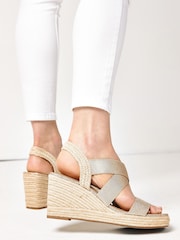 Rose Gold Regular/Wide Fit Forever Comfort® Elasticated Cross-Over Espadrille Wedges - Image 1 of 7