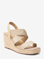 Rose Gold Regular/Wide Fit Forever Comfort® Elasticated Cross-Over Espadrille Wedges - Image 5 of 7