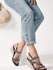 Black/Silver Forever Comfort® Asymmetric Sparkly Wedges - Image 1 of 5