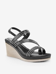 Black/Silver Forever Comfort® Asymmetric Sparkly Wedges - Image 3 of 5