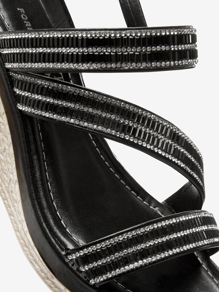 Black/Silver Forever Comfort® Asymmetric Sparkly Wedges - Image 5 of 5