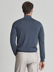 Reiss Blue Blackhall Merino Wool Zip Neck Jumper - Image 5 of 6