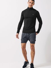 Black Zip Neck Long Sleeve Tee Next Active Muscle Fit Gym Tops - Image 2 of 4