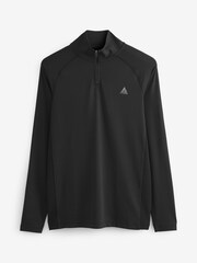 Black Zip Neck Long Sleeve Tee Next Active Muscle Fit Gym Tops - Image 4 of 4