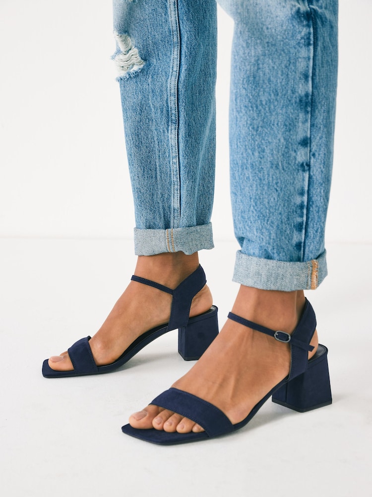 Navy Blue Regular/Wide Fit Forever Comfort® Simple Block Heel Sandals - Image 1 of 6