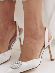 Ivory Forever Comfort® Wedding Jewel Slingback Heeled Bridal Shoes - Image 2 of 6