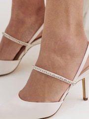 Elfenbeinweiß - Forever Comfort Hochzeit Brautschuhe aus Satin mit verziertem Absatz, Elfenbeinweiss - Bild 6 von 8