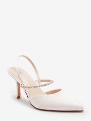 Elfenbeinweiß - Forever Comfort Hochzeit Brautschuhe aus Satin mit verziertem Absatz, Elfenbeinweiss - Bild 8 von 8