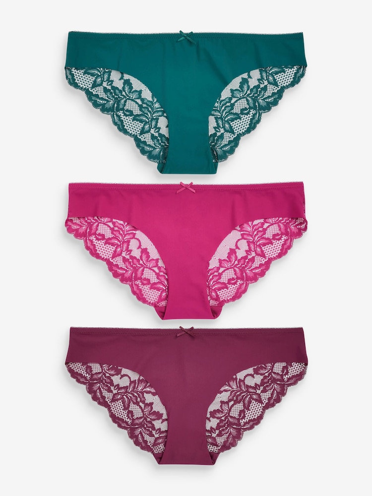 Rosa/Violett/Grün - Nahtlose Slips mit Spitzenrückseite im 3er-Pack - Bild 1 von 10 Rosa/Violett/Grün - Nahtlose Slips mit Spitzenrückseite im 3er-Pack - Bild 1 von 10