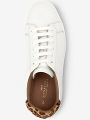 White with Animal Wide Fit Signature Leather Lace-Up Trainers - Image 4 of 7