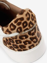 White with Animal Wide Fit Signature Leather Lace-Up Trainers - Image 5 of 7