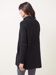 Phase Eight Black Byanca Zip Knit Coat - Image 2 of 6