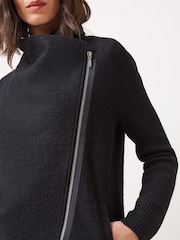 Phase Eight Black Byanca Zip Knit Coat - Image 4 of 6