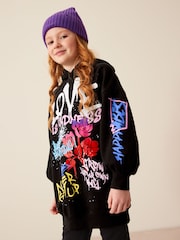 Black Graffiti Printed - Bluza o wydłużonym kroju z kapturem (3–16 lat) - Image 1 of 8