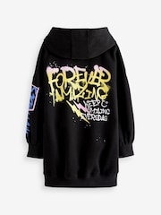 Black Graffiti Printed - Bluza o wydłużonym kroju z kapturem (3–16 lat) - Image 6 of 8