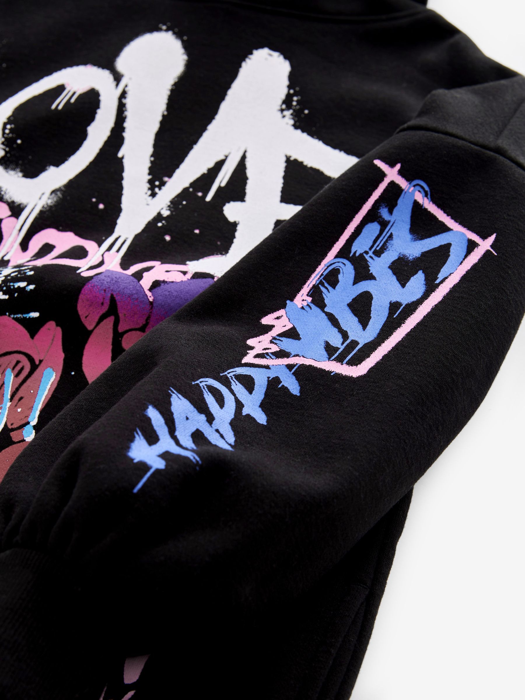 Buy Black Graffiti Printed Longline Hoodie (3-16yrs) from Next Luxembourg