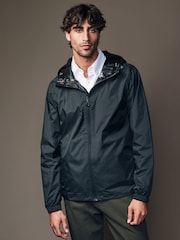 Black Lightweight Waterproof Packable Hooded Jacket - Image 1 of 14
