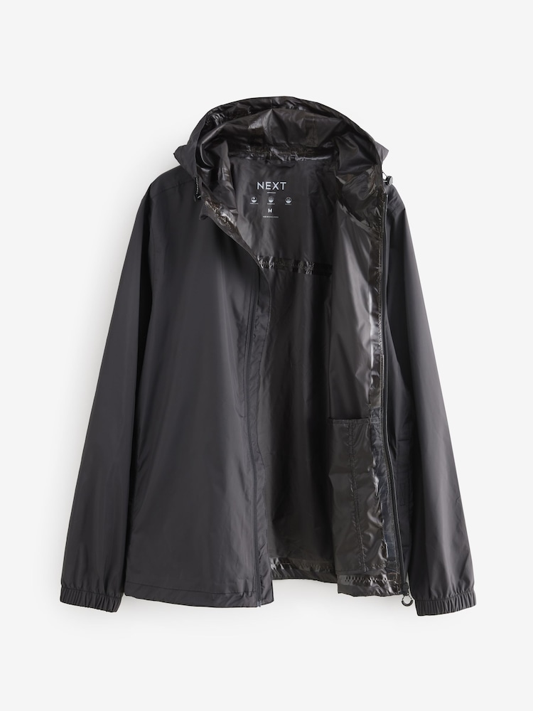 Black Lightweight Waterproof Packable Hooded Jacket - Image 10 of 14