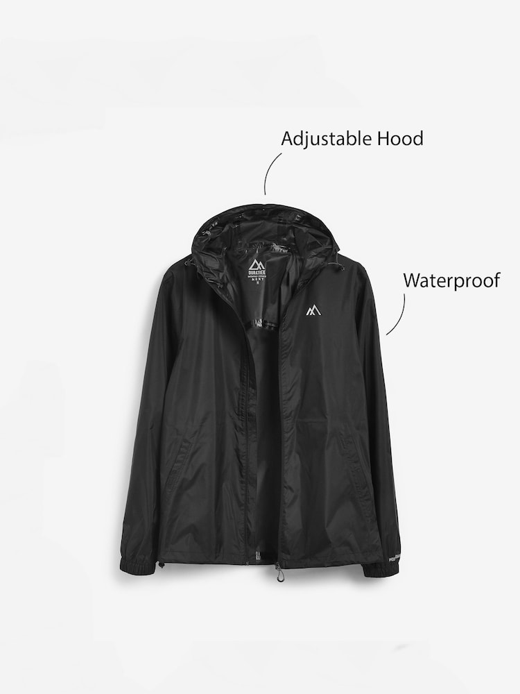 Black Lightweight Waterproof Packable Hooded Jacket - Image 11 of 14