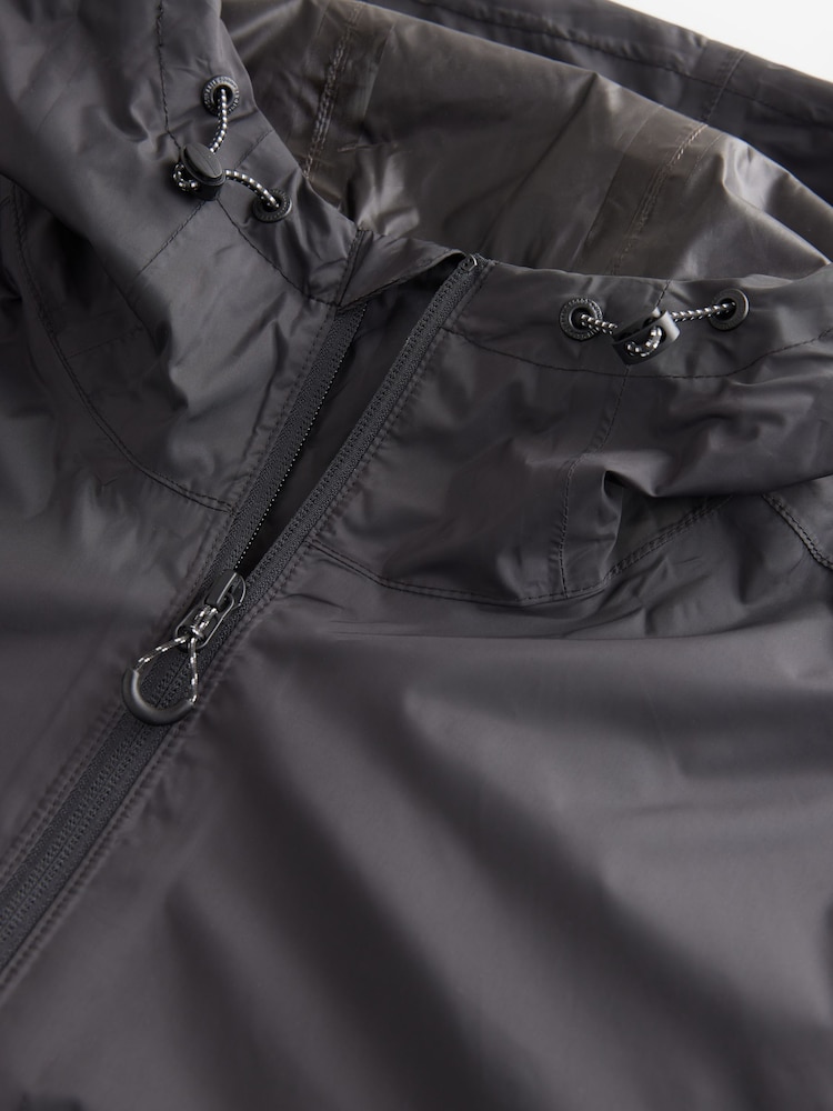 Black Lightweight Waterproof Packable Hooded Jacket - Image 12 of 14