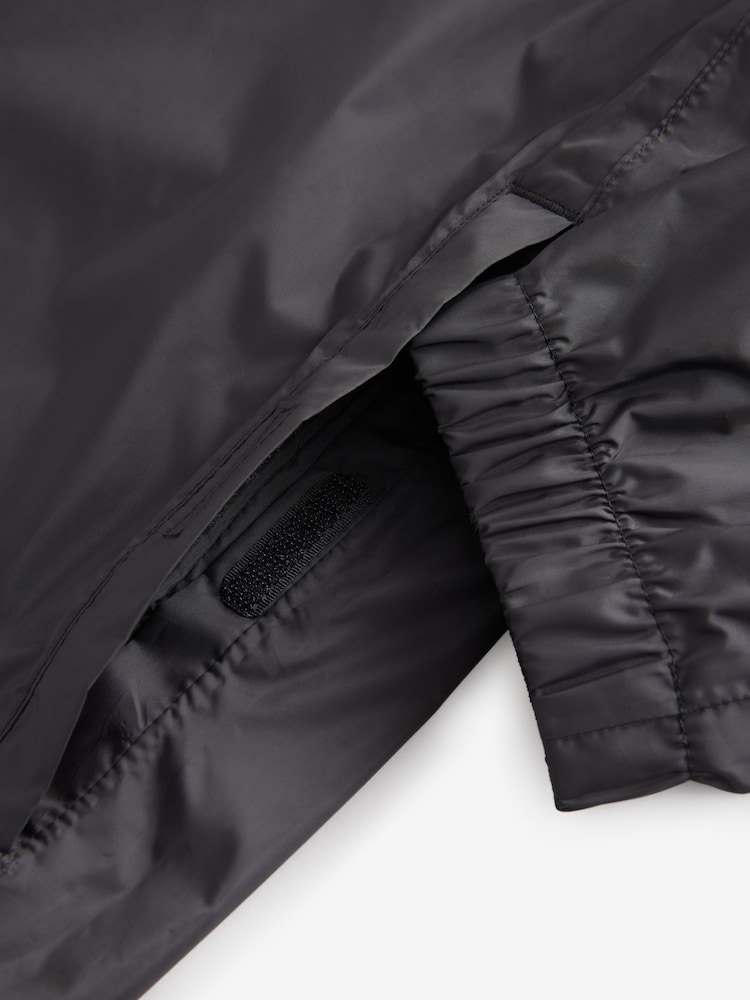 Black Lightweight Waterproof Packable Hooded Jacket - Image 13 of 14