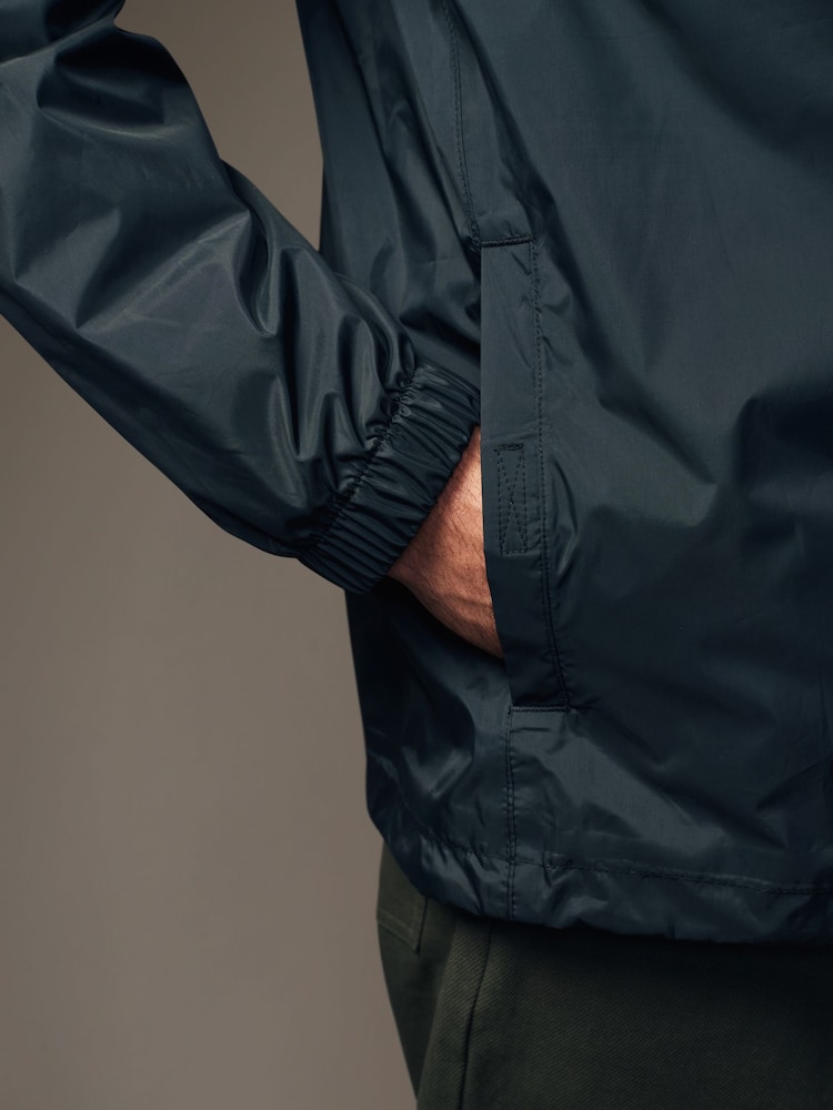 Black Lightweight Waterproof Packable Hooded Jacket - Image 7 of 14