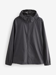 Black Lightweight Waterproof Packable Hooded Jacket - Image 9 of 14
