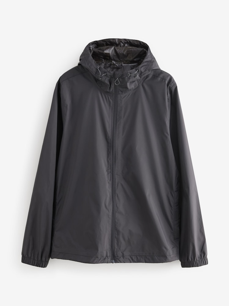 Black Lightweight Waterproof Packable Hooded Jacket - Image 9 of 14