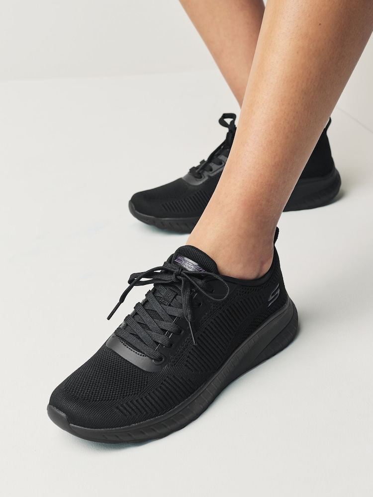 Skechers Black Chrome Womens Bobs Squad Chaos Face Off Trainers - Image 1 of 7