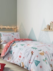Catherine Lansfield Blue Fa La La Christmas Duvet Cover And Pillowcase Set - Image 1 of 4