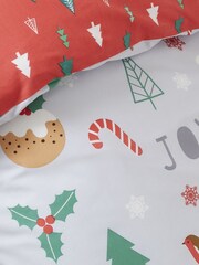 Catherine Lansfield Blue Fa La La Christmas Duvet Cover And Pillowcase Set - Image 3 of 4