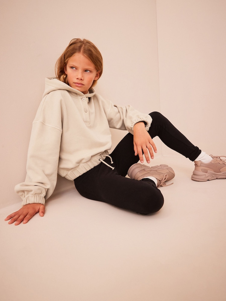 Ecru Cream Cropped Drawstring Waist Hoodie (3-16yrs) - Image 1 of 6